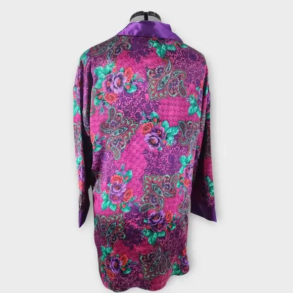 Victoria's Secret Nightgown Women's M/L Floral Satin Sleep Shirt Gold Label VTG - Picture 6 of 9